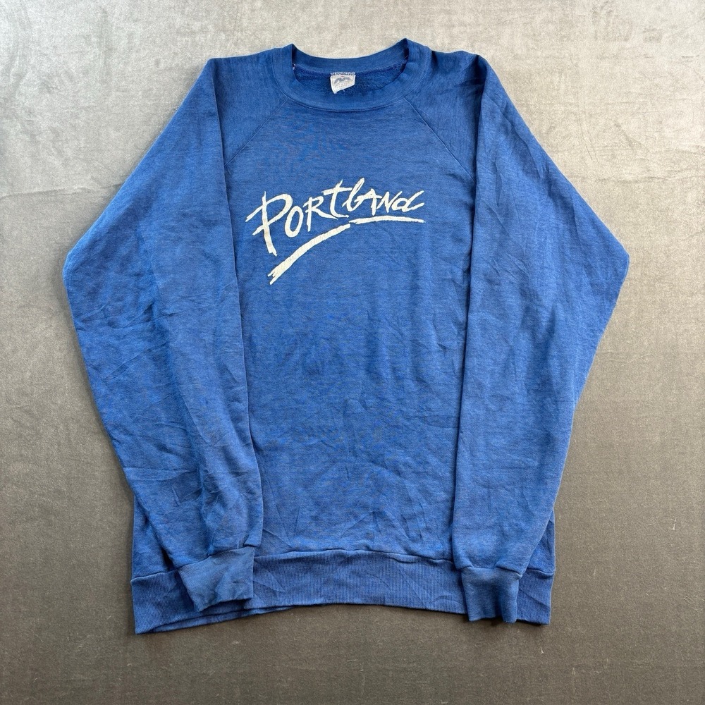 Vintage Portland Script Crewneck‎ Sweatshirt Blue Men's Large